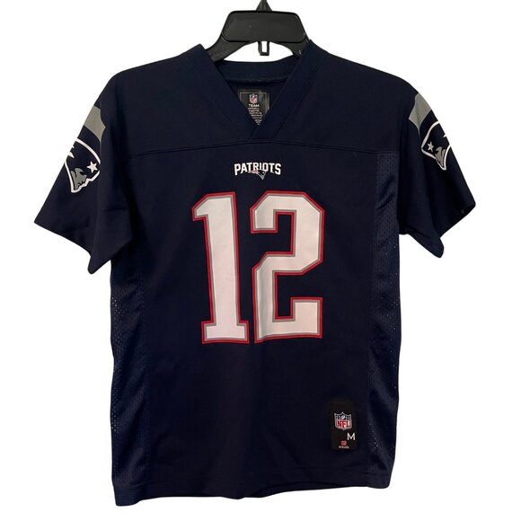 Tom Brady #12 Patriots Authentic NFL Team Apparel Kids Jersey Size Youth M 10/12 - Picture 1 of 5
